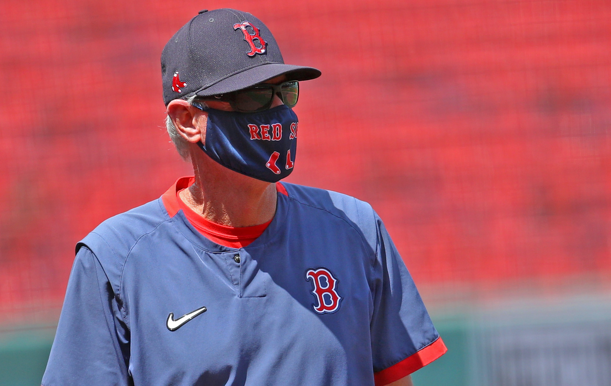 BOSTON, MASSACHUSETTS - JULY 09: Red Sox Manager Ron Roenicke looks on during Summer Workouts at Fenway Park on July 09, 2020 in Boston, Massachusetts. (Photo by Maddie Meyer/Getty Images)
