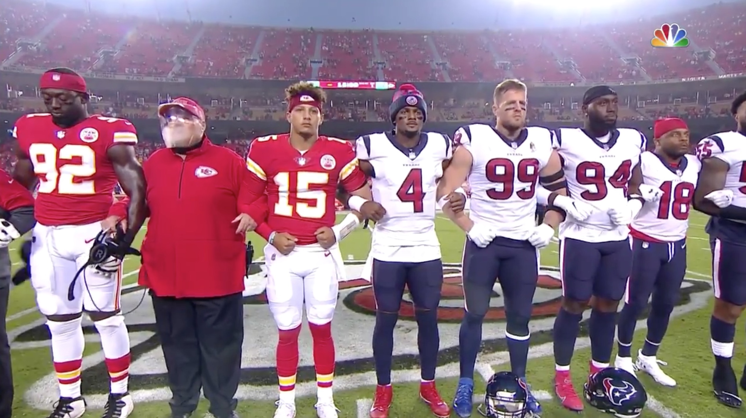 The pregame linking of arms.