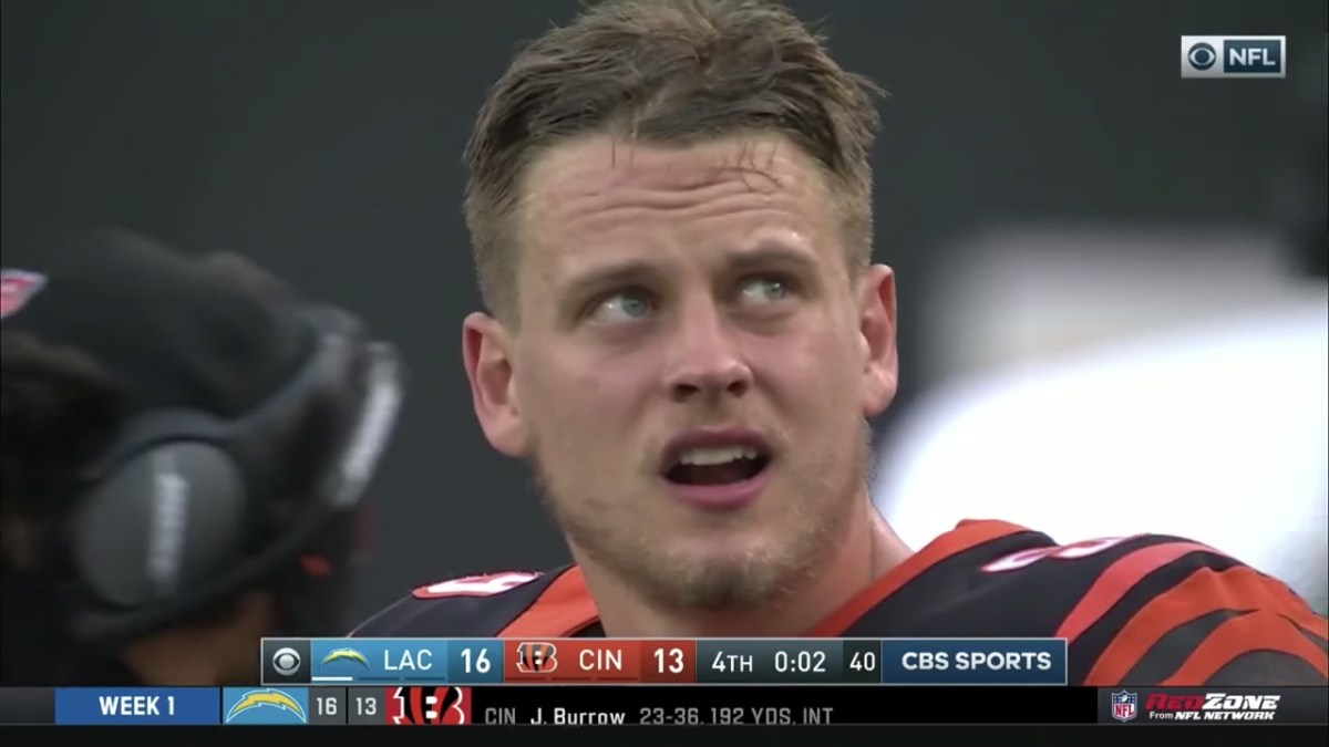 Joe Burrow in shock after the Bengals missed an easy game-tying field goal
