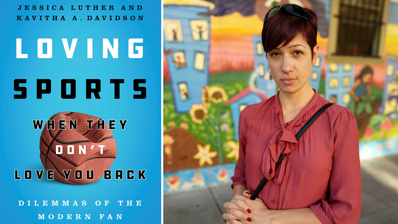 On the right is a photo of Toni Smith-Thompson. On the left is an image of the book Loving Sports When They Dont Love You Back
