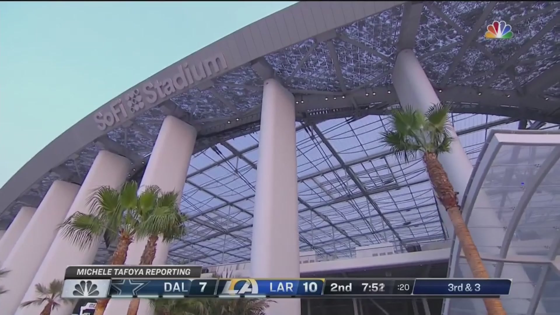 A screenshot from NBC of the new Los Angeles stadium