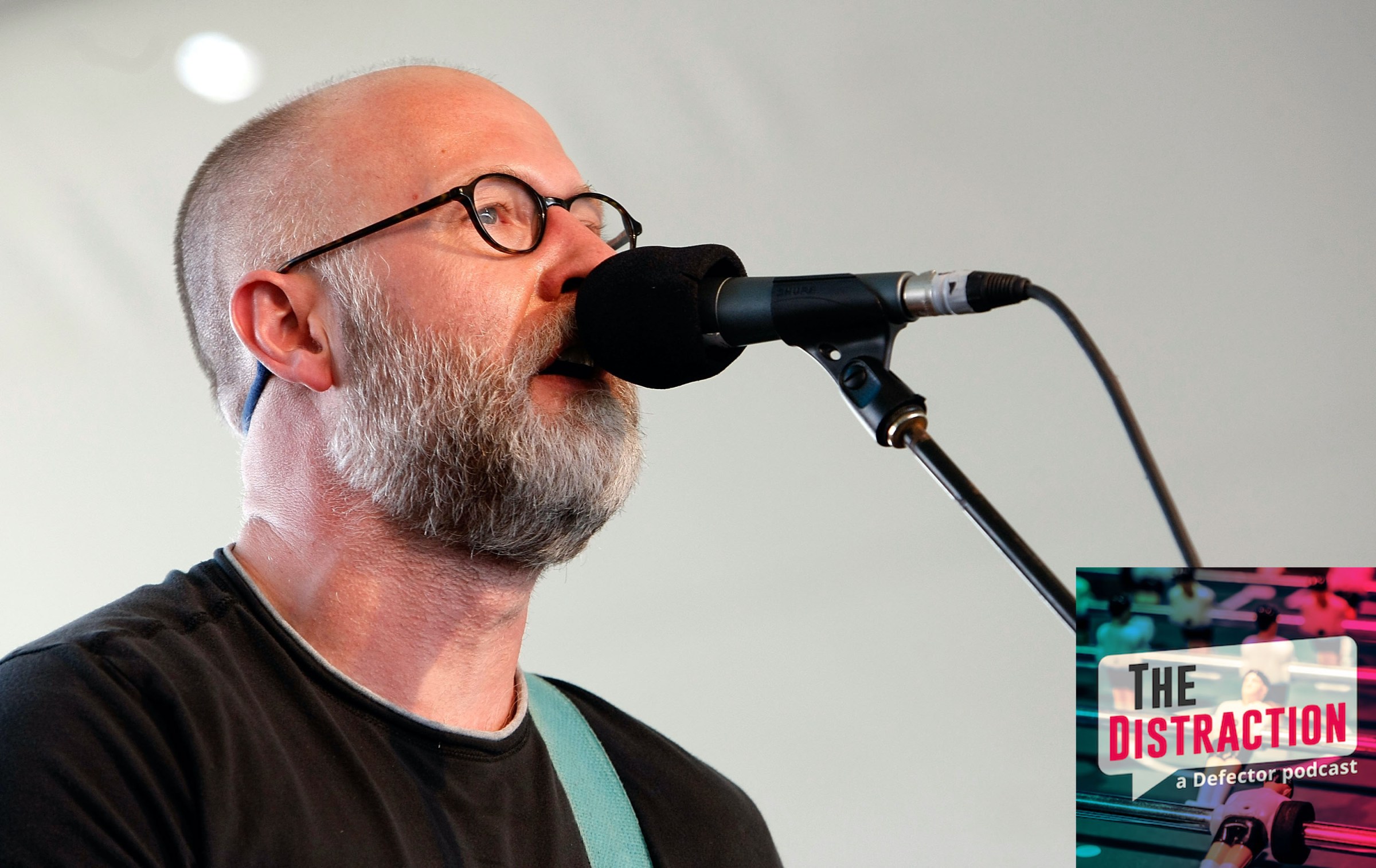 Bob Mould, pictured here not appearing on this podcast but rather performing at Coachella.