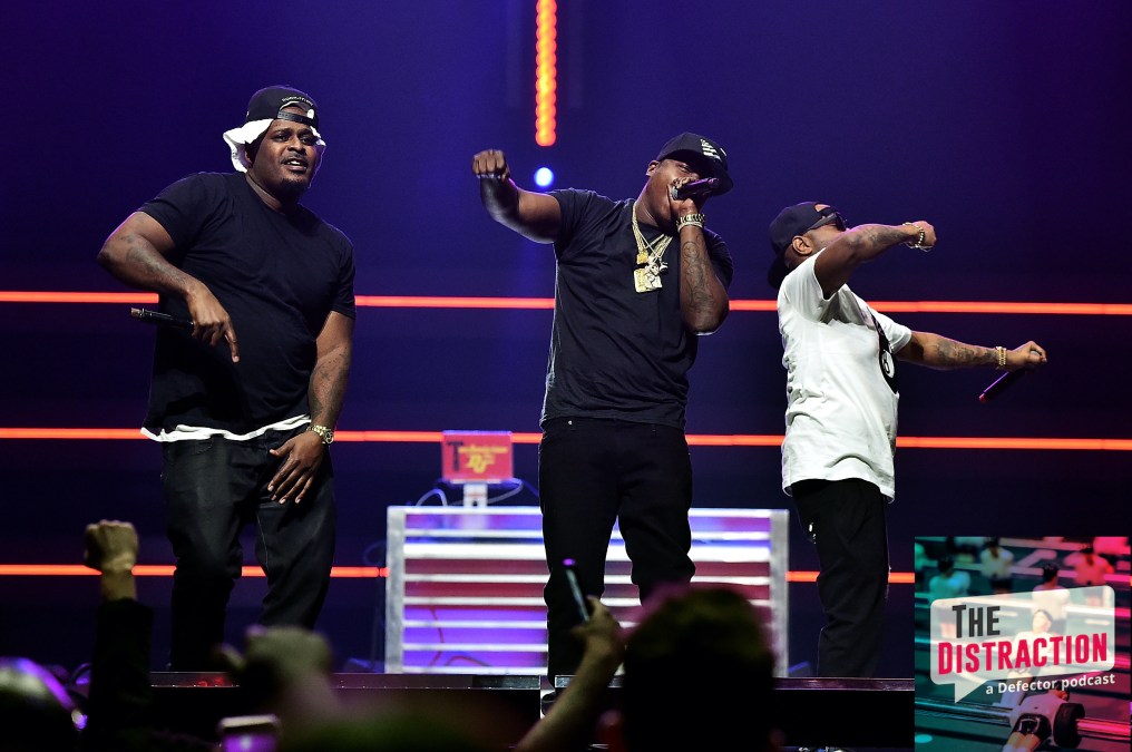 The Lox, seen here performing onstage, and not on a podcast.