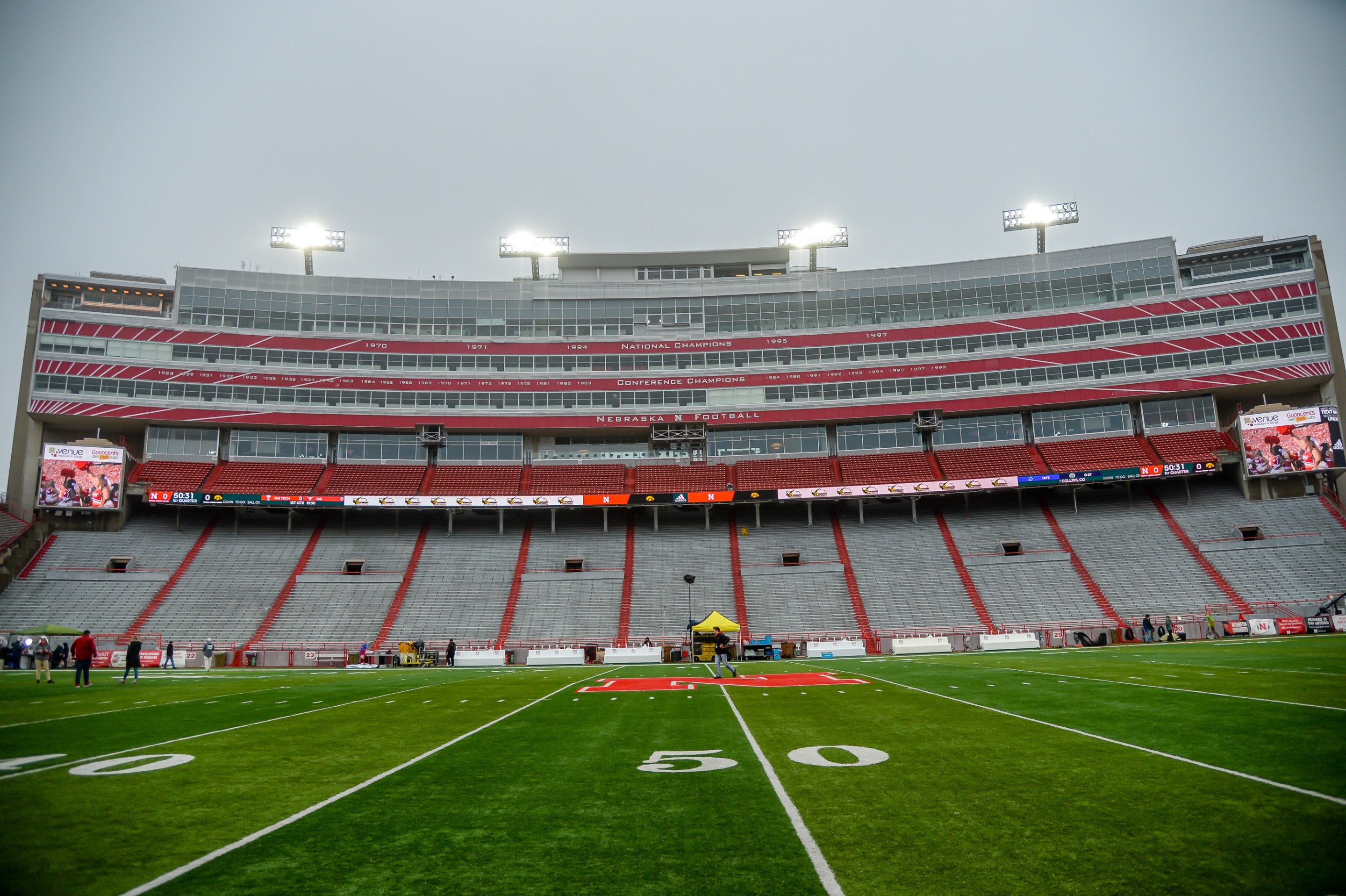 A sideline view of Nebraska's Memorial Stadium, where the Defector Idiots hope to achieve ultimate glory in the sport of college football