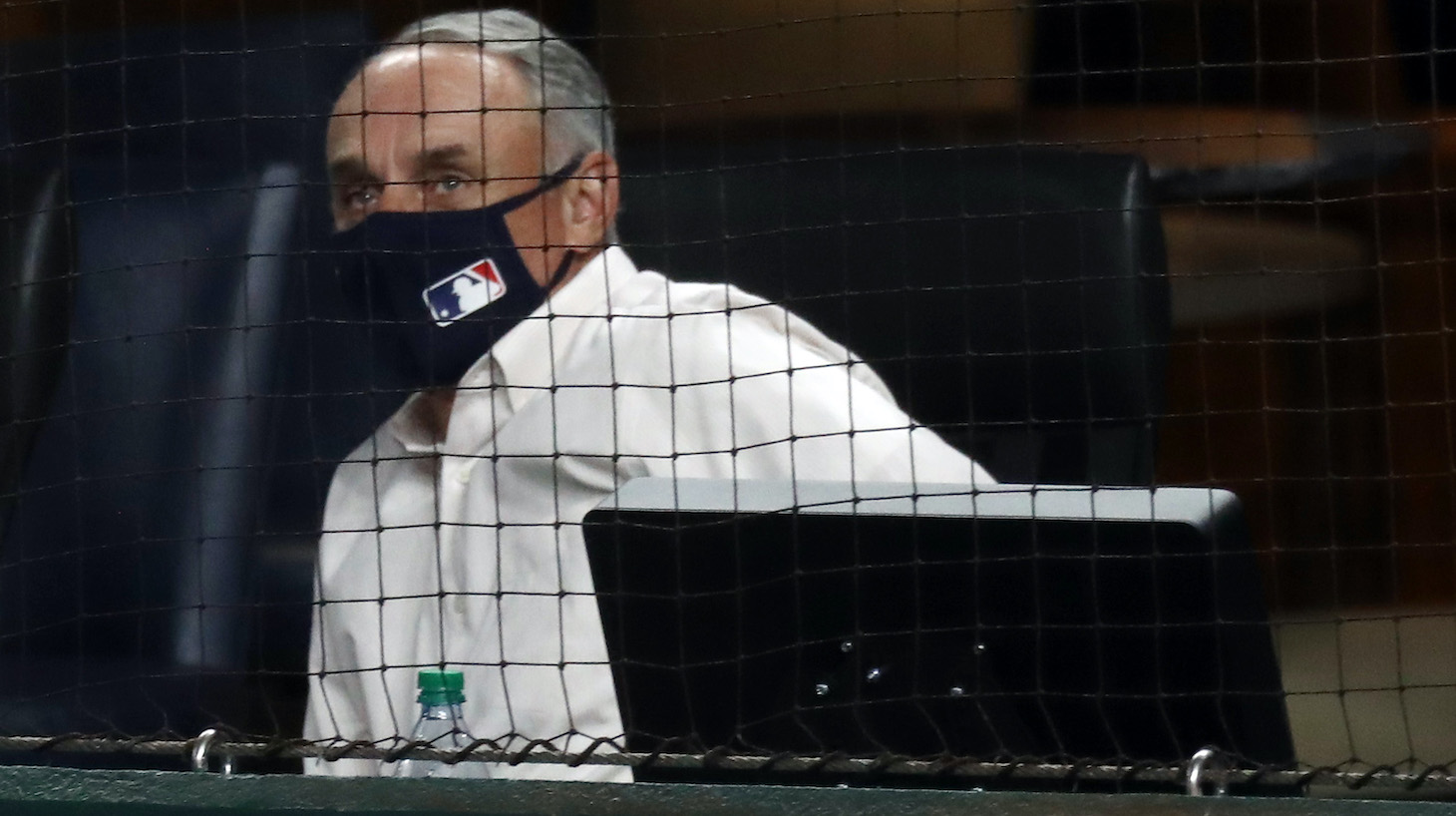 ARLINGTON, TEXAS - OCTOBER 07: Commissioner of Baseball Rob Manfred attends Game Two of the National League Division Series between the San Diego Padres and the Los Angeles Dodgers at Globe Life Field on October 07, 2020 in Arlington, Texas. (Photo by Ronald Martinez/Getty Images)