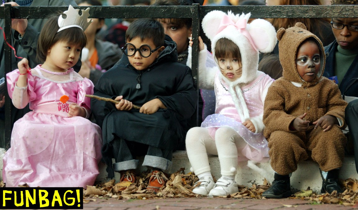 NEW YORK - OCTOBER 31: Children gather during the annual Children's Village Halloween Parade October 31, 2002 in New York City. The city will celebrate its annual Halloween parade for adults on Sixth Avenue this evening. (Photo by Mario Tama/Getty Images)