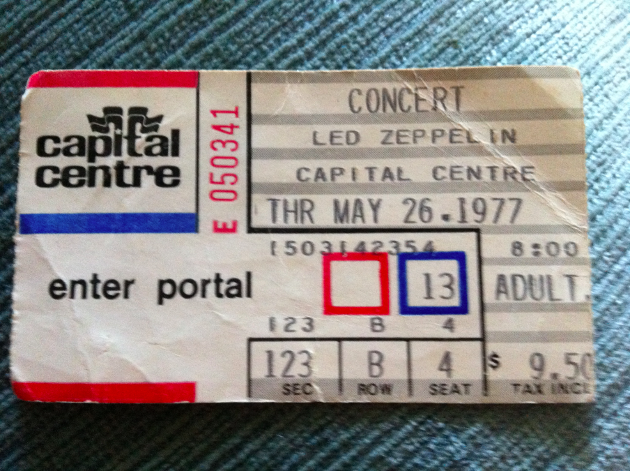 Led Zeppelin concert ticket
