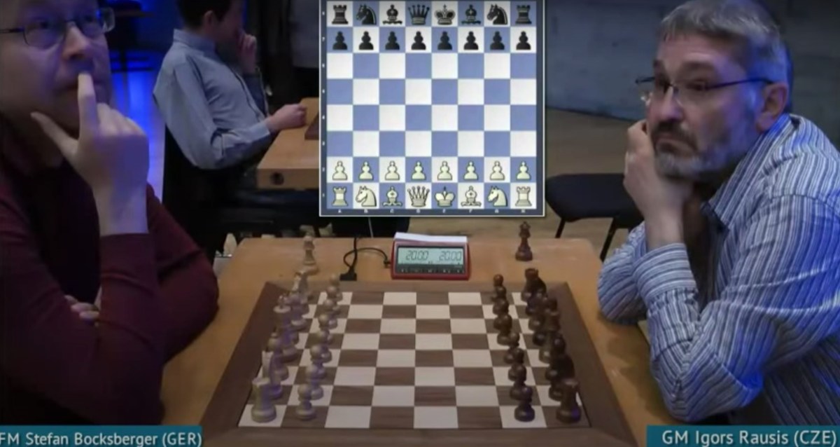 Disgraced chess grandmaster Igors Rausis plays against an opponent.
