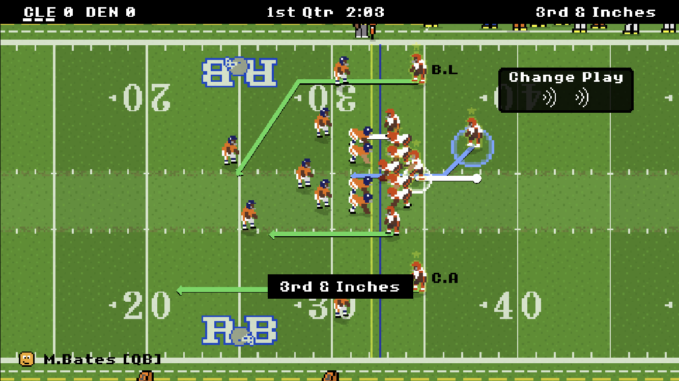 Gameplay from the mobile game Retro Bowl
