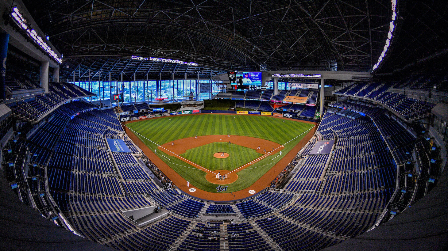 MIAMI, FLORIDA - SEPTEMBER 20: A general view of the field prior to the game between the Miami Marlins and the Washington Nationals at Marlins Park on September 20, 2020 in Miami, Florida. (Photo by Mark Brown/Getty Images)