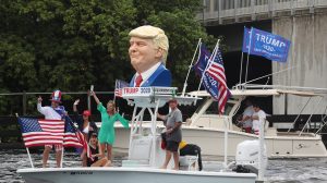 Boaters show their support for President Donald Trump during a parade down the Intracoastal Waterway on October 3, 2020 in Fort Lauderdale, Florida.