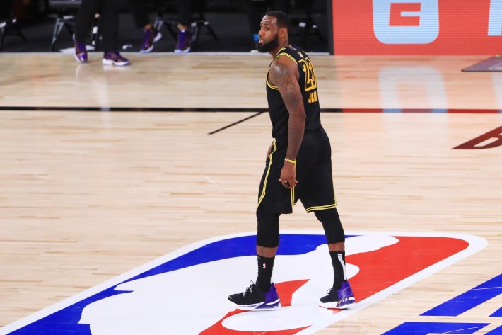 LeBron James wears a butt-ugly "Black Mamba" Lakers uniform in Game 5 of the 2019 Finals.