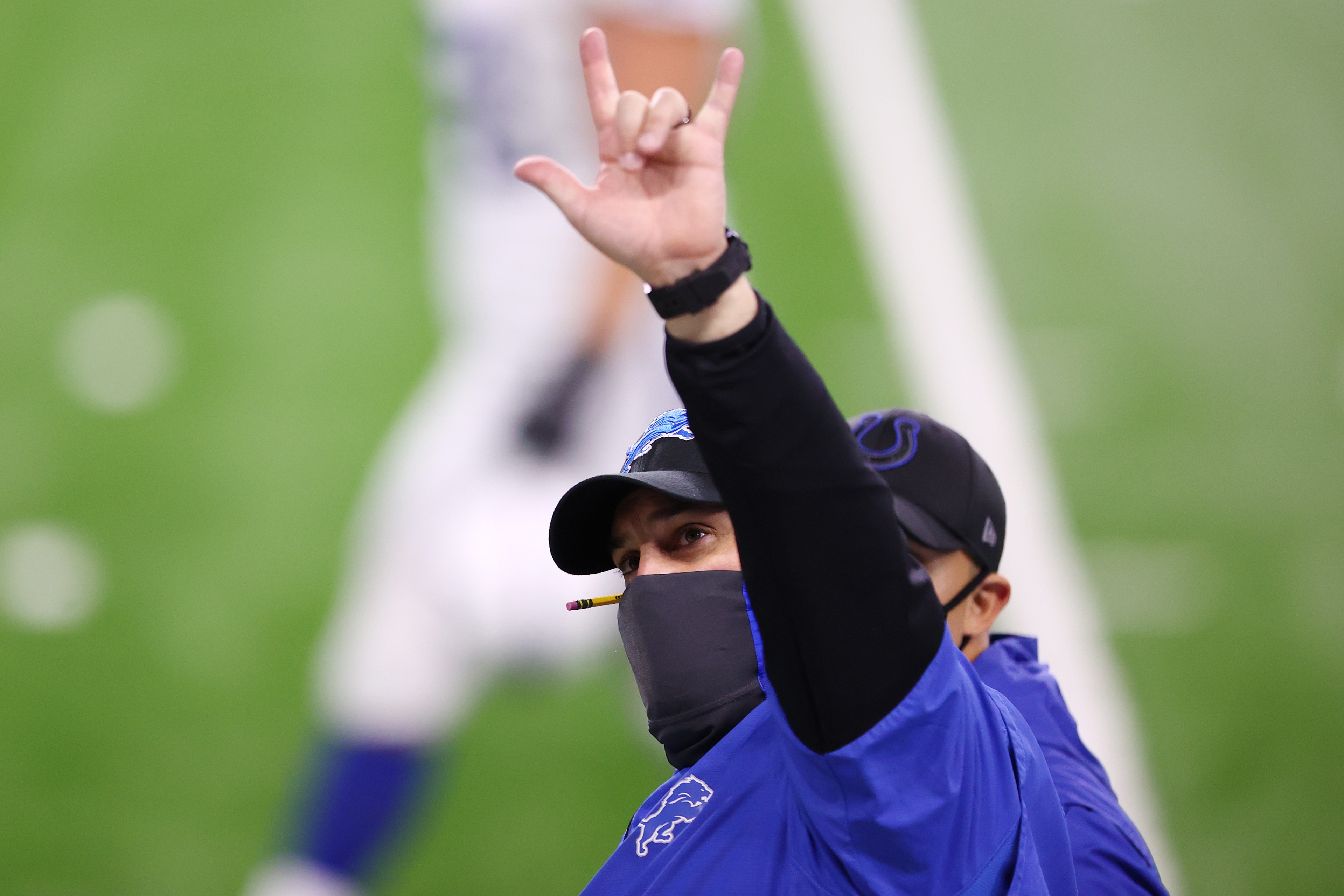 Head coach Matt Patricia of the Detroit Lions reacts after losing to the Indianapolis Colts 41-21 at Ford Field on November 01, 2020 in Detroit, Michigan.