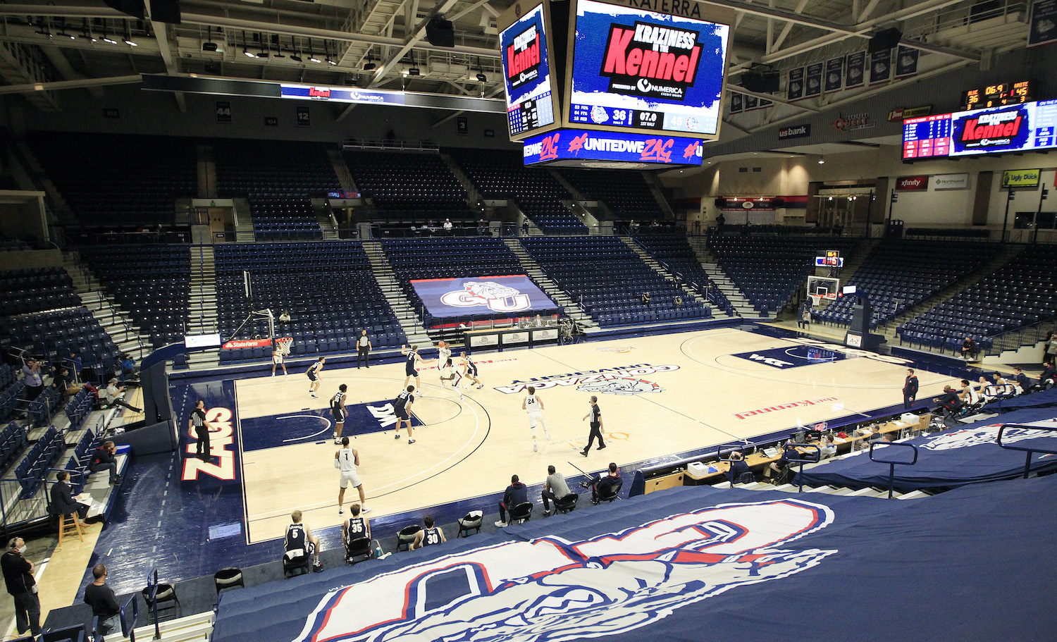 SPOKANE, WASHINGTON - NOVEMBER 12: The Gonzaga Bulldogs scrimmage during the Numerica Kraziness in The Kennel at McCarthy Athletic Center on November 12, 2020 in Spokane, Washington. (Photo by William Mancebo/Getty Images)