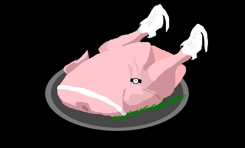 drawing of a turkey wearing a watch