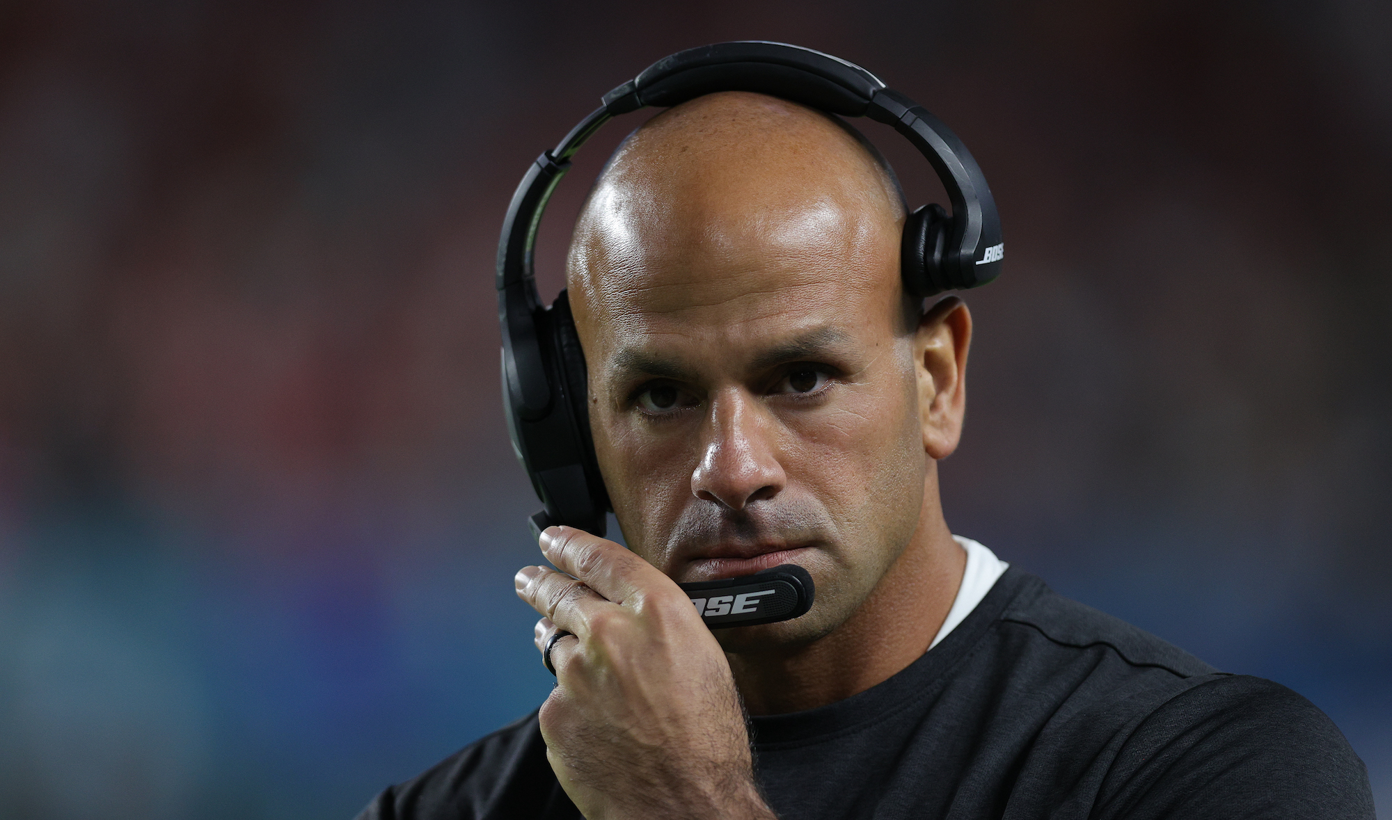MIAMI, FLORIDA - FEBRUARY 02: Defensive coordinator Robert Saleh of the San Francisco 49ers looks on against the Kansas City Chiefs during the fourth quarter in Super Bowl LIV at Hard Rock Stadium on February 02, 2020 in Miami, Florida. (Photo by Tom Pennington/Getty Images)