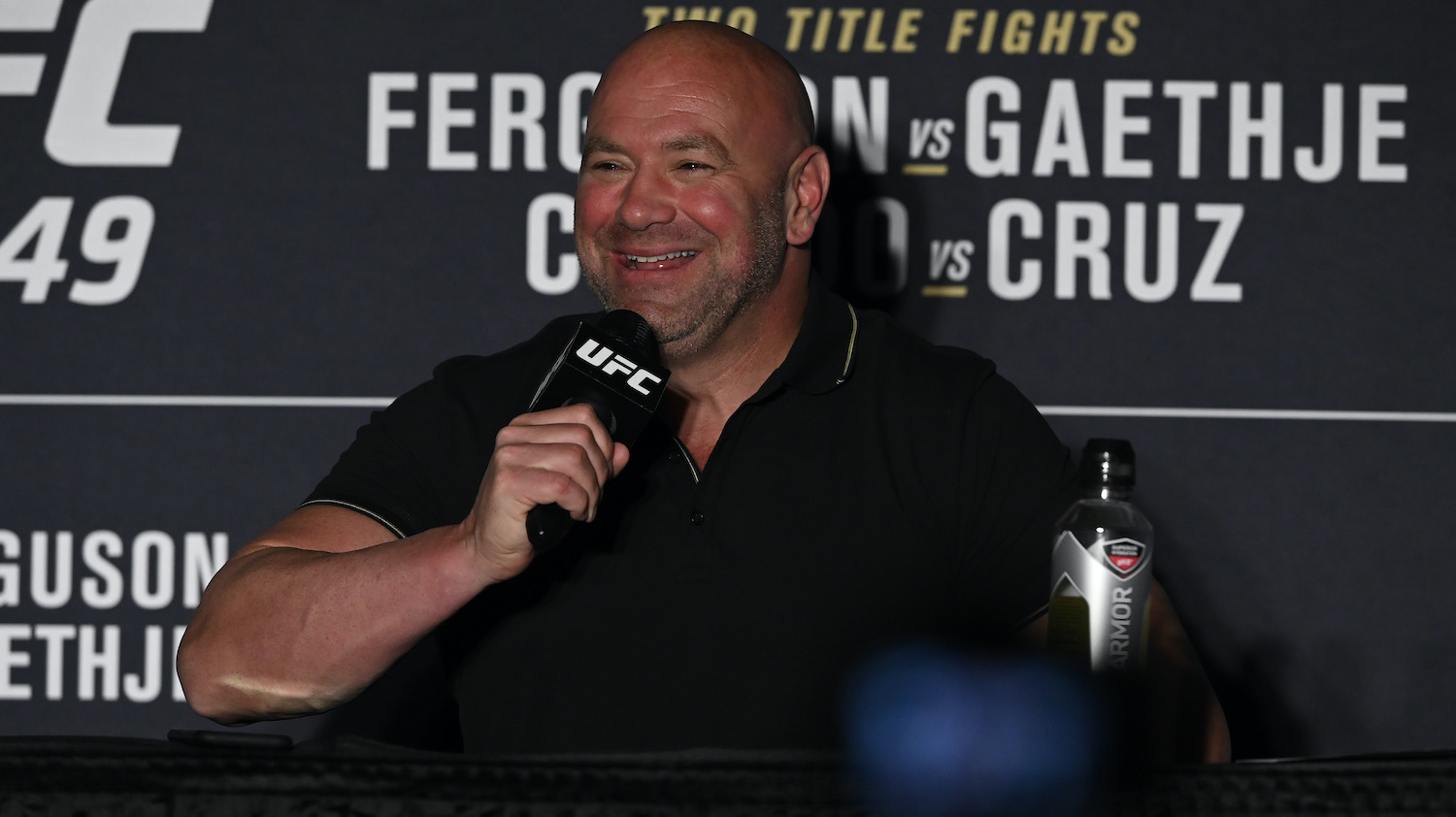 JACKSONVILLE, FLORIDA - MAY 09: UFC President Dana White speaks to the media after UFC 249 at VyStar Veterans Memorial Arena on May 09, 2020 in Jacksonville, Florida. (Photo by Douglas P. DeFelice/Getty Images)