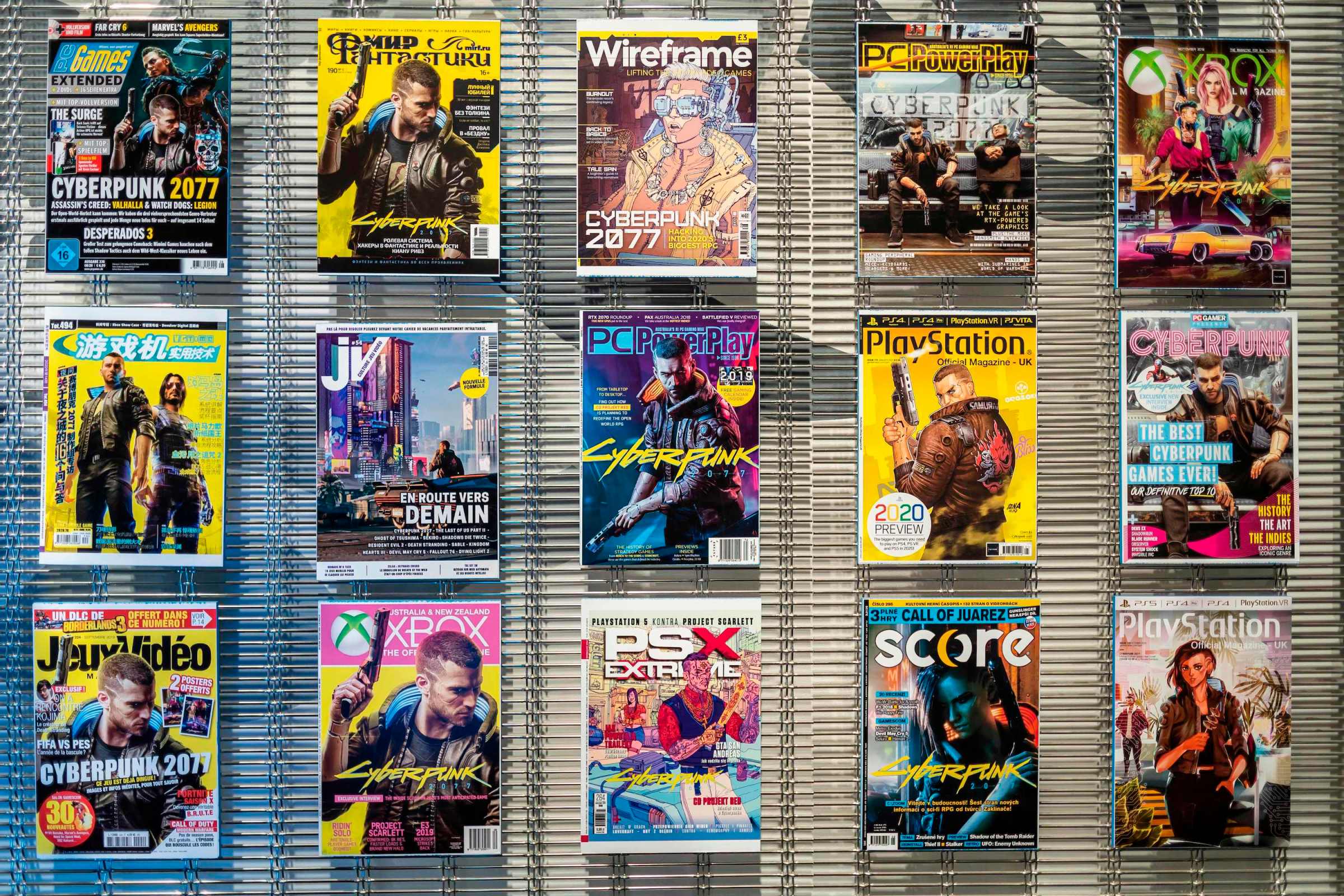 Magazine covers with Cyberpunk characters are seen in the headquarter of CD PROJECT - the most important polish game developer company, poses for a photo on December 4, 20202 before the expected release of Cyberpunk 2077 game, in Warsaw, Poland.