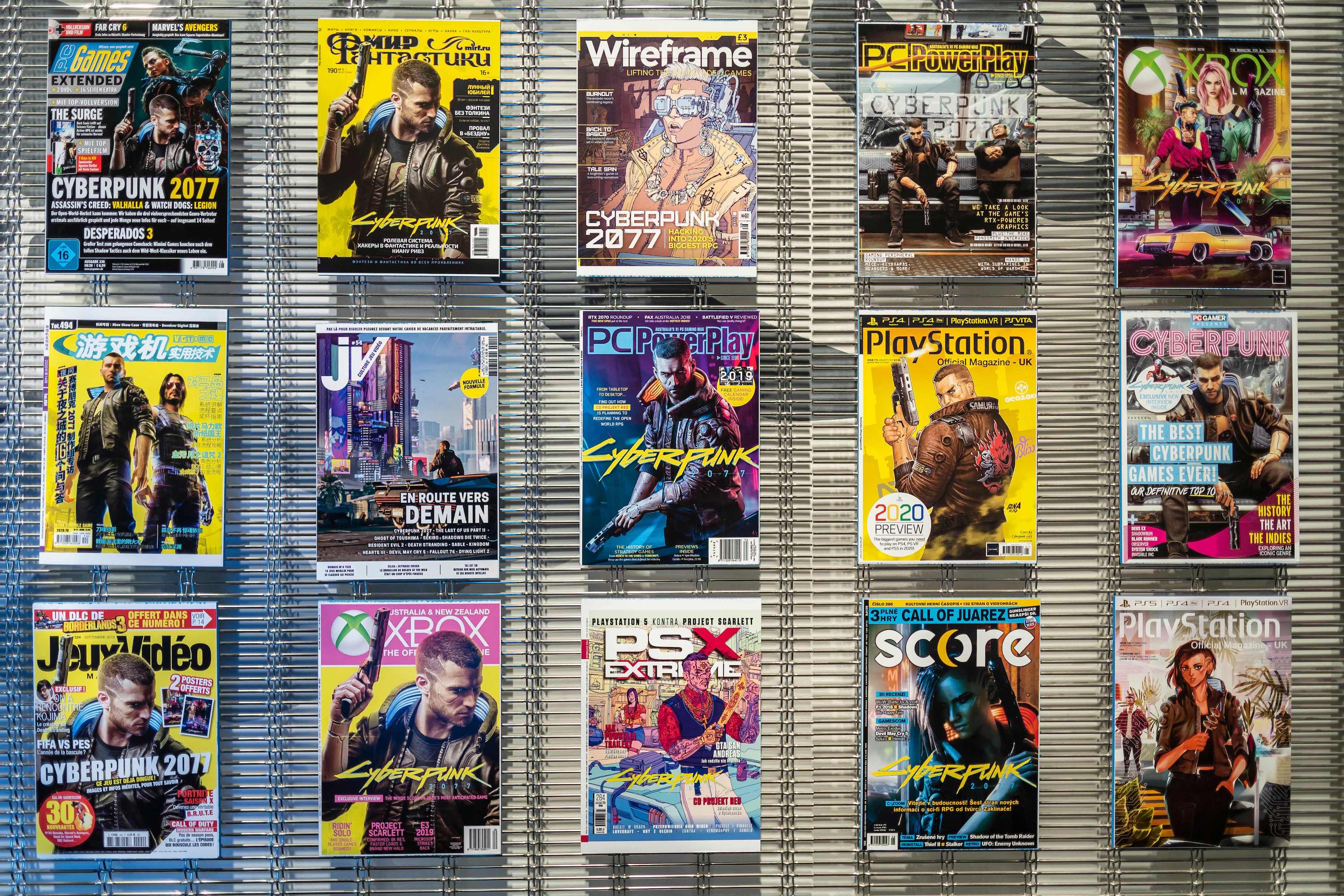 Magazine covers with Cyberpunk characters are seen in the headquarter of CD PROJECT - the most important polish game developer company, poses for a photo on December 4, 20202 before the expected release of Cyberpunk 2077 game, in Warsaw, Poland.
