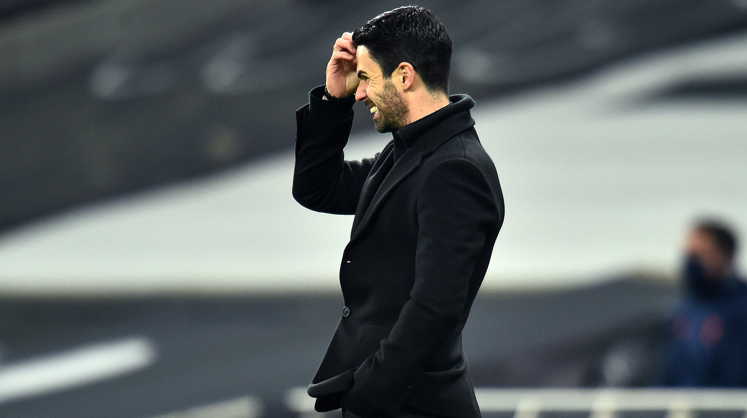 Mikel Arteta, Manager of Arsenal reacts during the Premier League match between Tottenham Hotspur and Arsenal at Tottenham Hotspur Stadium on December 06, 2020