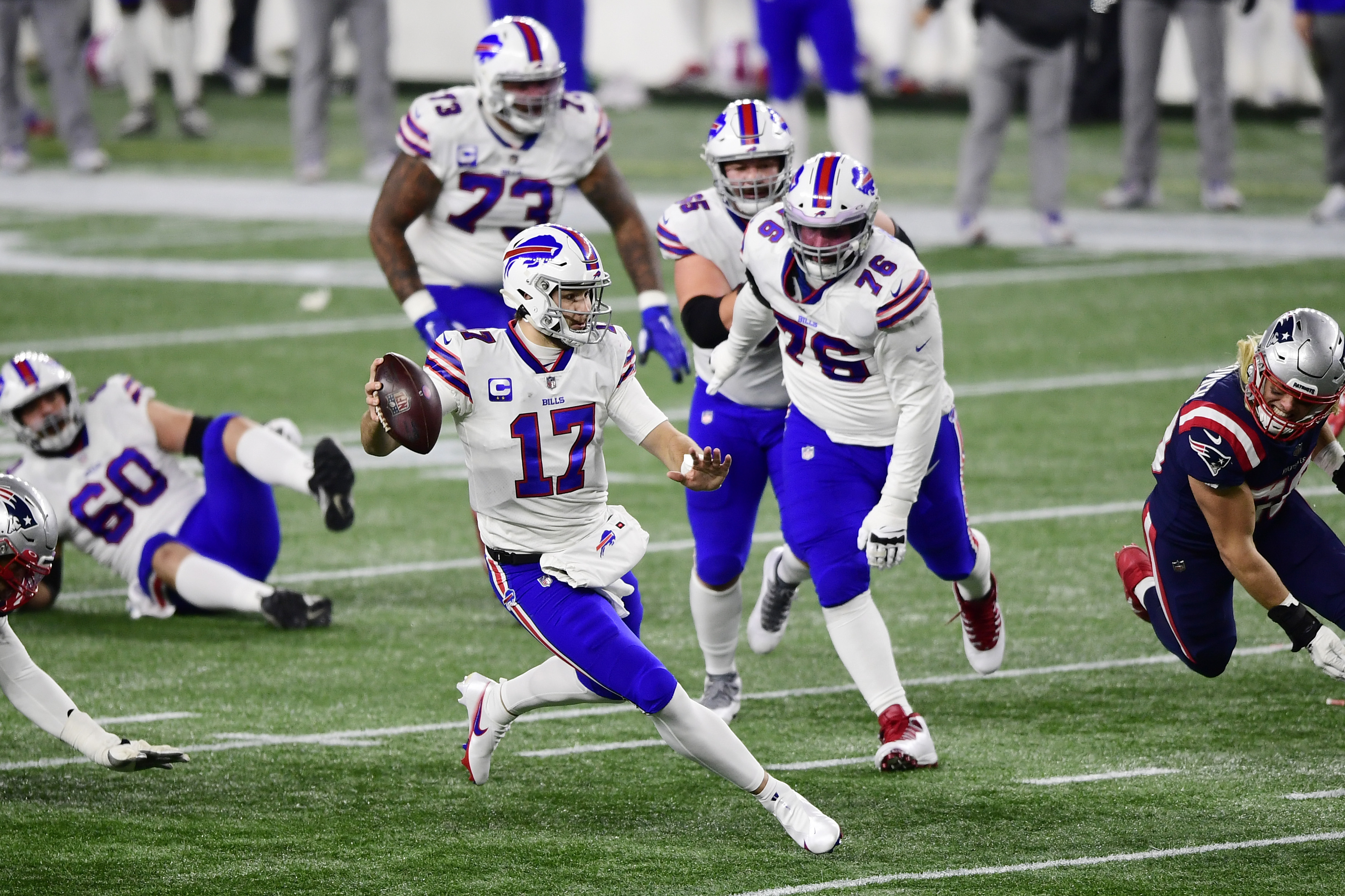 Josh Allen #17 of the Buffalo Bills runs the ball