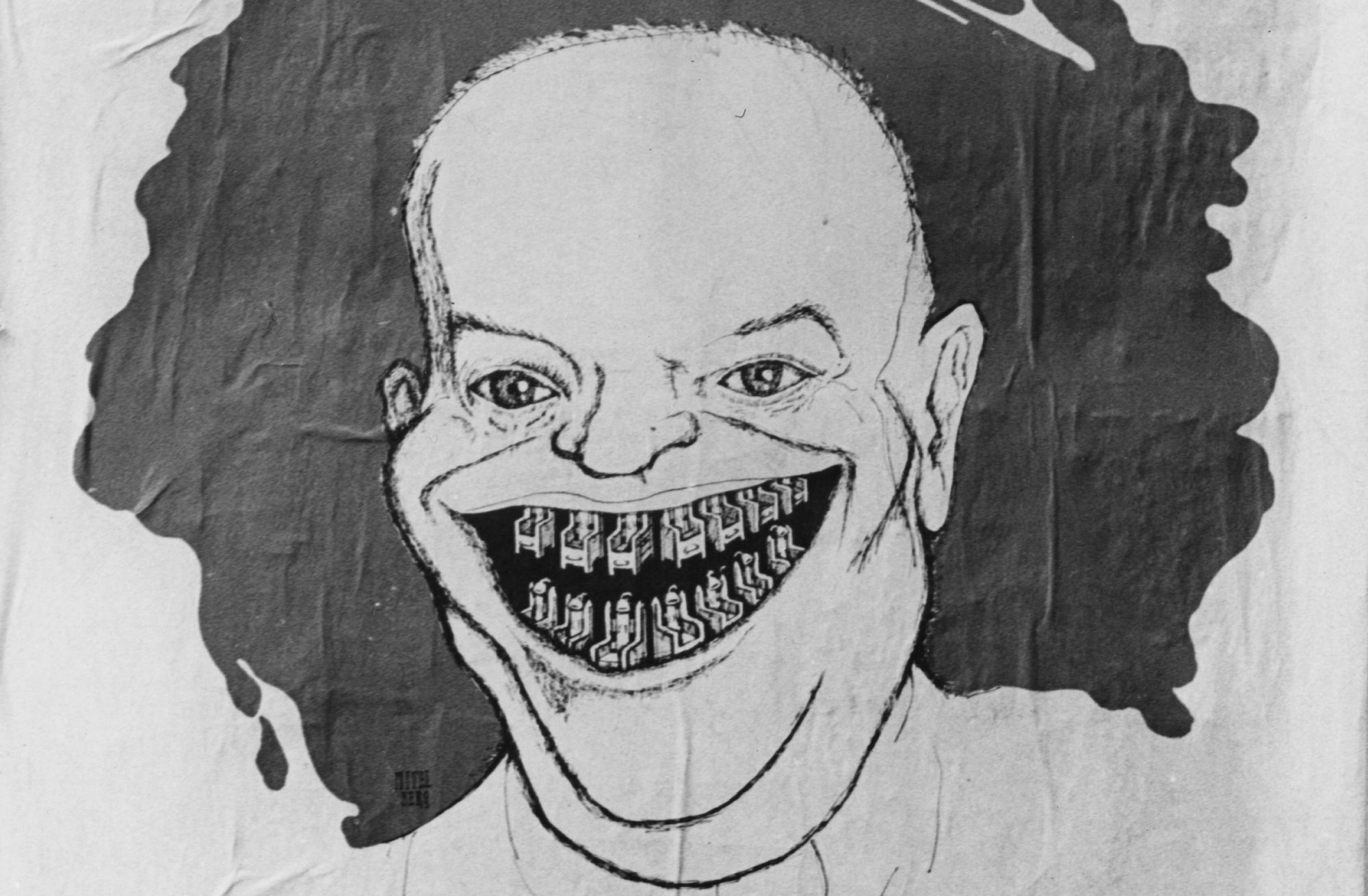 A cartoon of Dwight Eisenhower from a French poster in 1953.