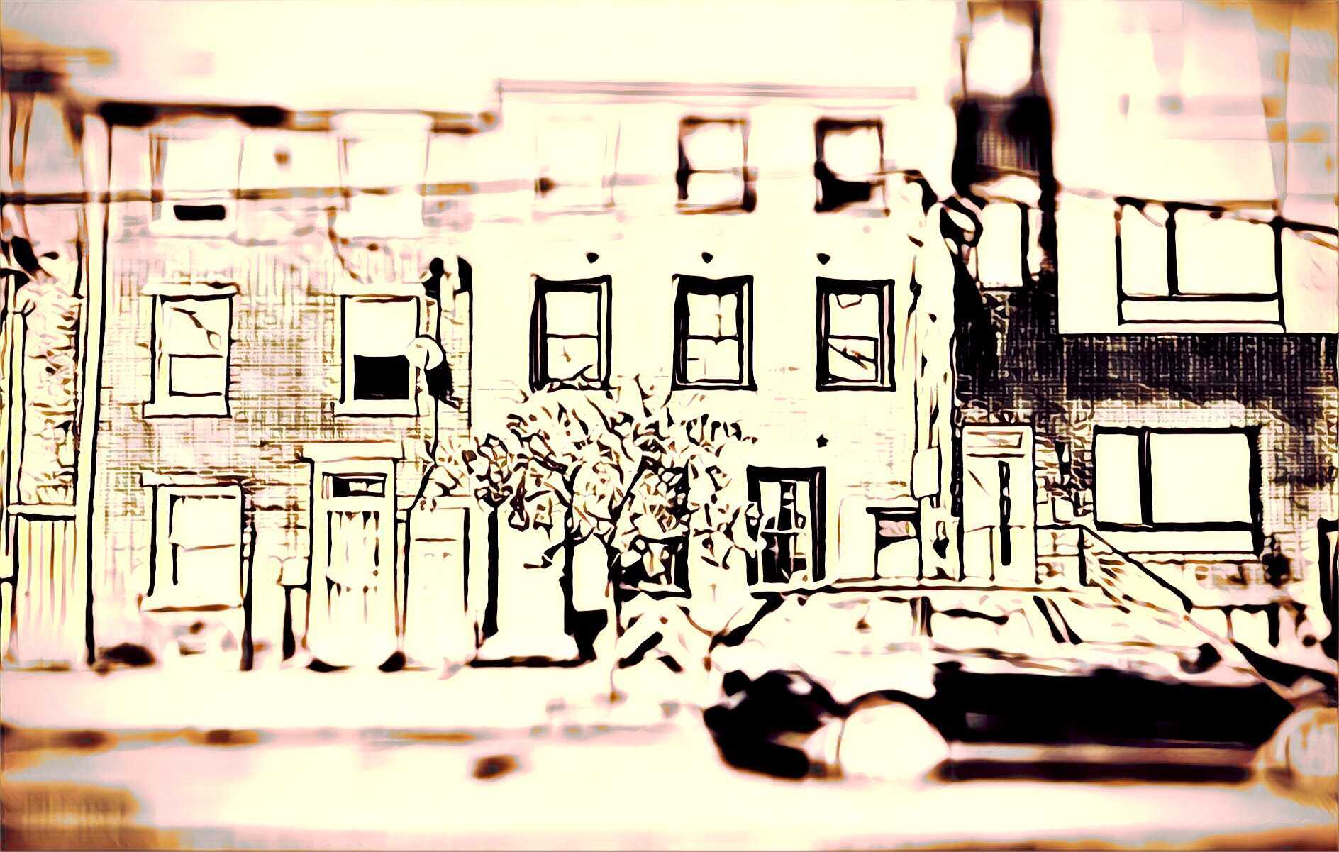 an artistic rending of an overexposed philadelphia townhouse