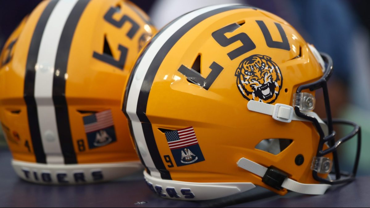 LSU football helmets