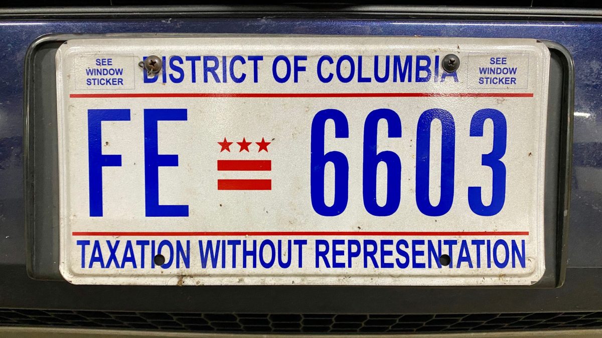 A Washington, D.C. license plate
