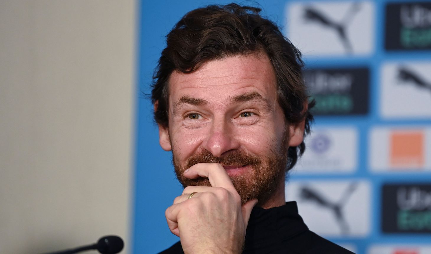 Olympique de Marseille's Portuguese coach Andre Villas Boas gives a press conference at the French L1 football club training camp in Marseille, southern France, on January 26, 2021. (Photo by Christophe SIMON / AFP) (Photo by CHRISTOPHE SIMON/AFP via Getty Images)
