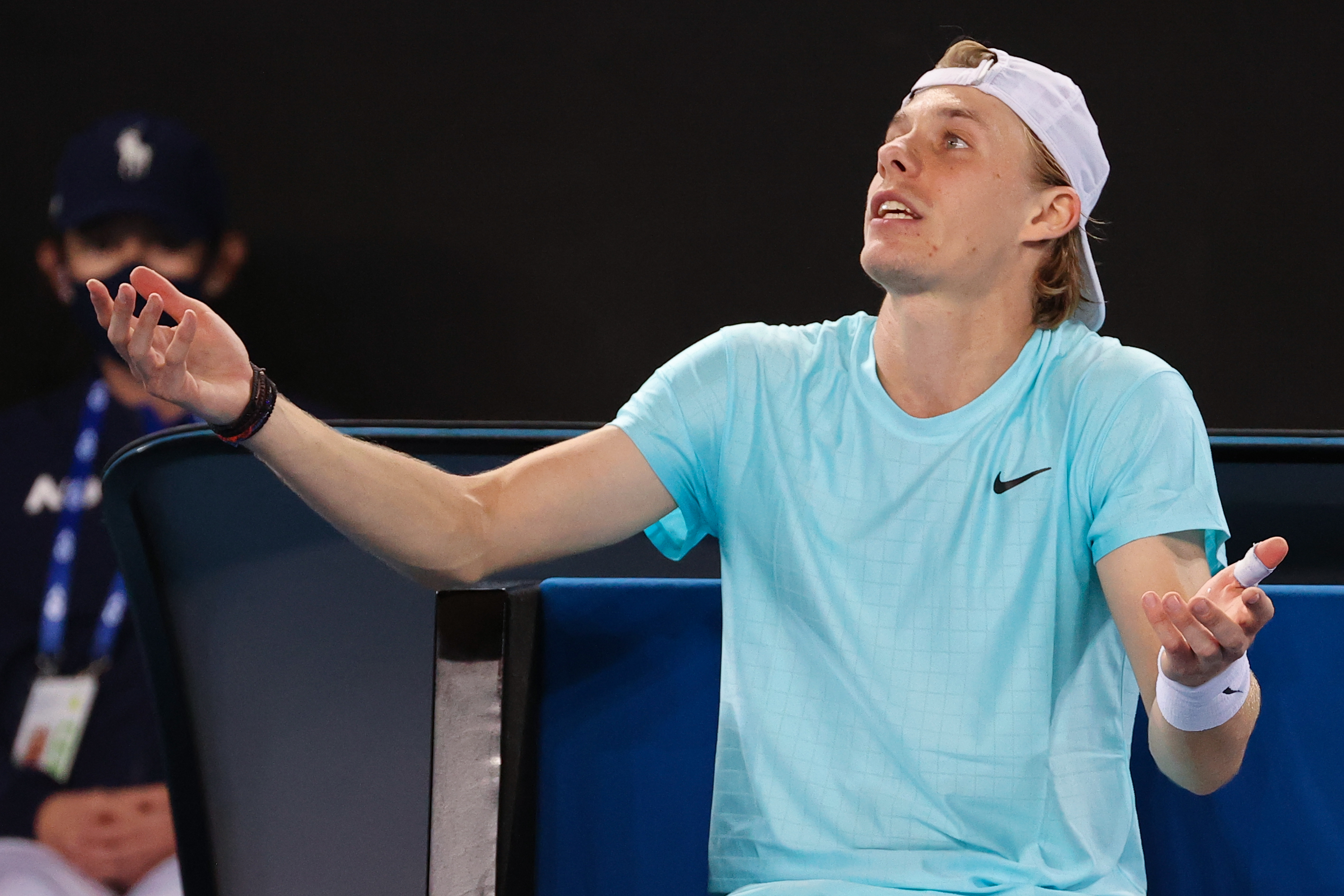 Denis Shapovalov begs the umpire to allow him to pee.