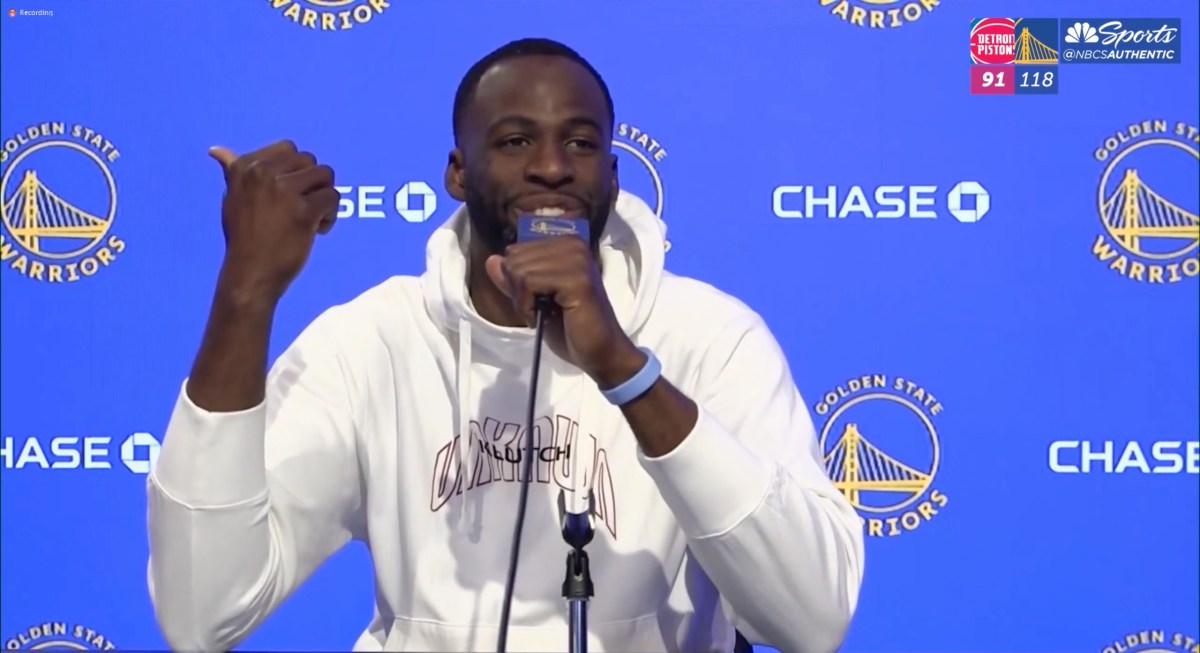 Draymond Green in his postgame press conference after the Warriors beat the Pistons 118-91 on Saturday, January 30.