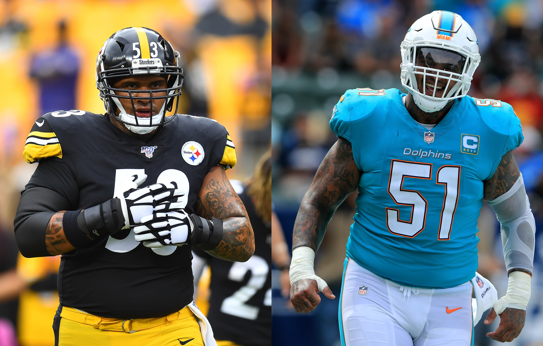 Steelers lineman Maurkice Pouncey, and Dolphins lineman Mike Pouncey