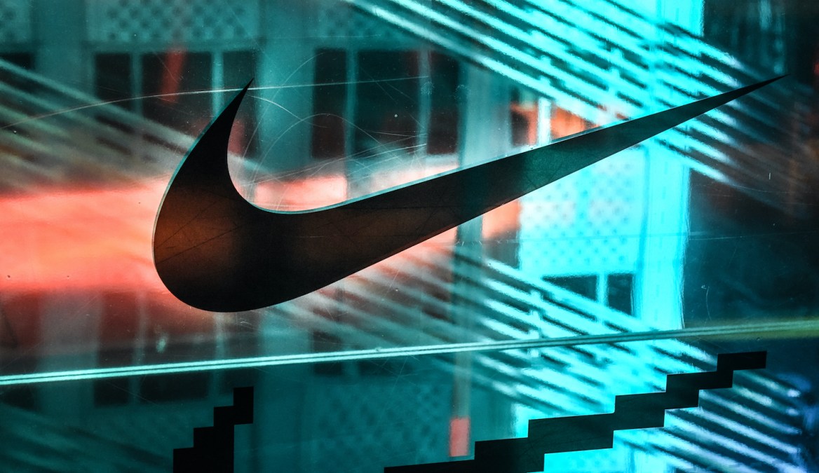 NEW YORK, NY - DECEMBER 20: A Nike logo is seen at the Nike flagship store on 5th Ave. on December 20, 2019 in New York City. Revenue in the North American market, which accounts for the majority of Nikes sales, rose 5% from a year ago. The company said its Jordan brand had its first ever billion-dollar quarter. (Photo by Stephanie Keith/Getty Images)