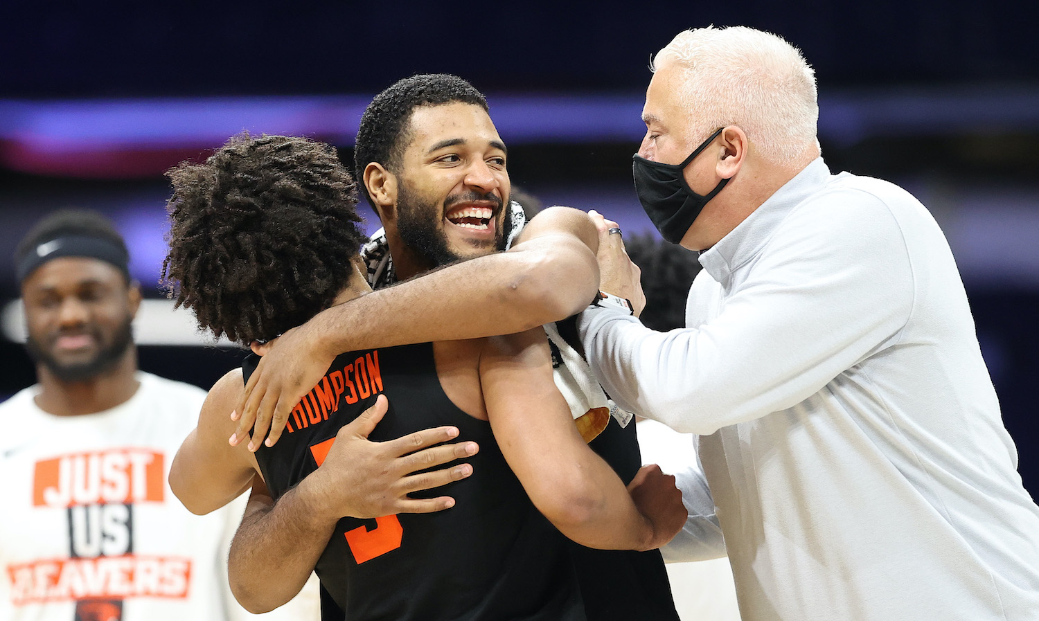Wayne Tinkle celebrates with his crew.