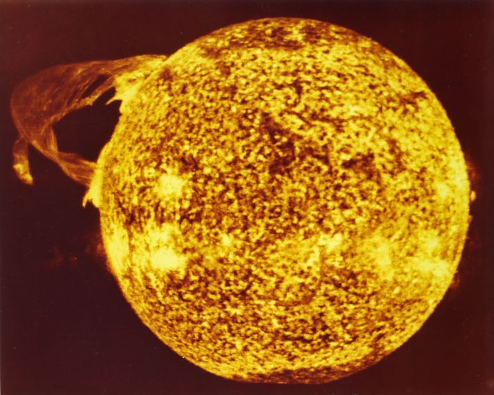 A huge solar flare blasts off the side of the Sun.