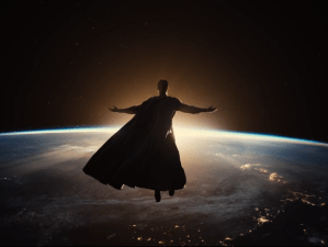 Superman does a Jesus pose over the Earth in Zack Snyder's Justice League