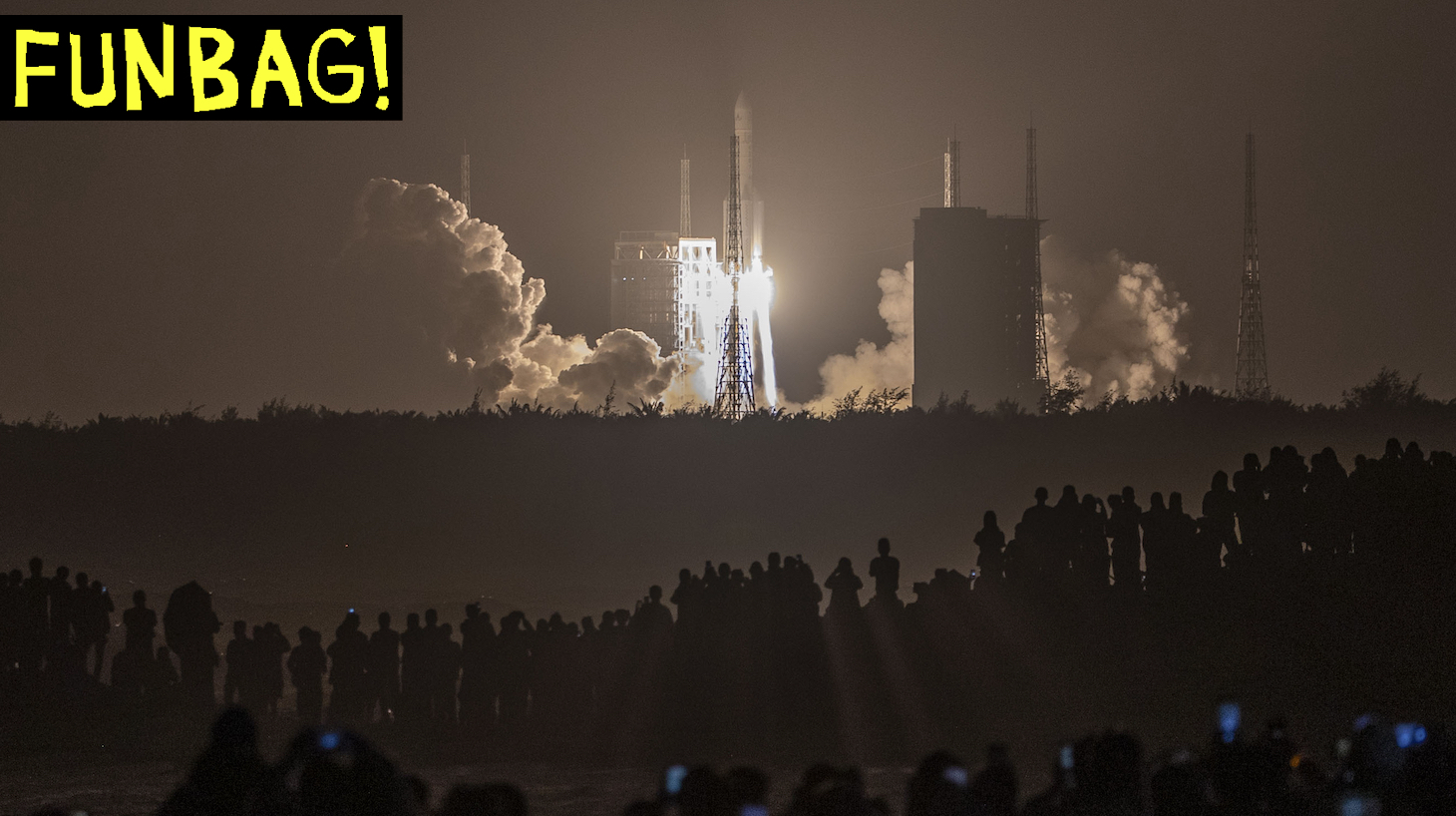 A Long March 5 rocket carrying China's Chang'e-5 lunar probe launches from the Wenchang Space Center on China's southern Hainan Island on November 24, 2020, on a mission to bring back lunar rocks, the first attempt by any nation to retrieve samples from the moon in four decades. - (Photo by STR / AFP) / China OUT (Photo by STR/AFP via Getty Images)