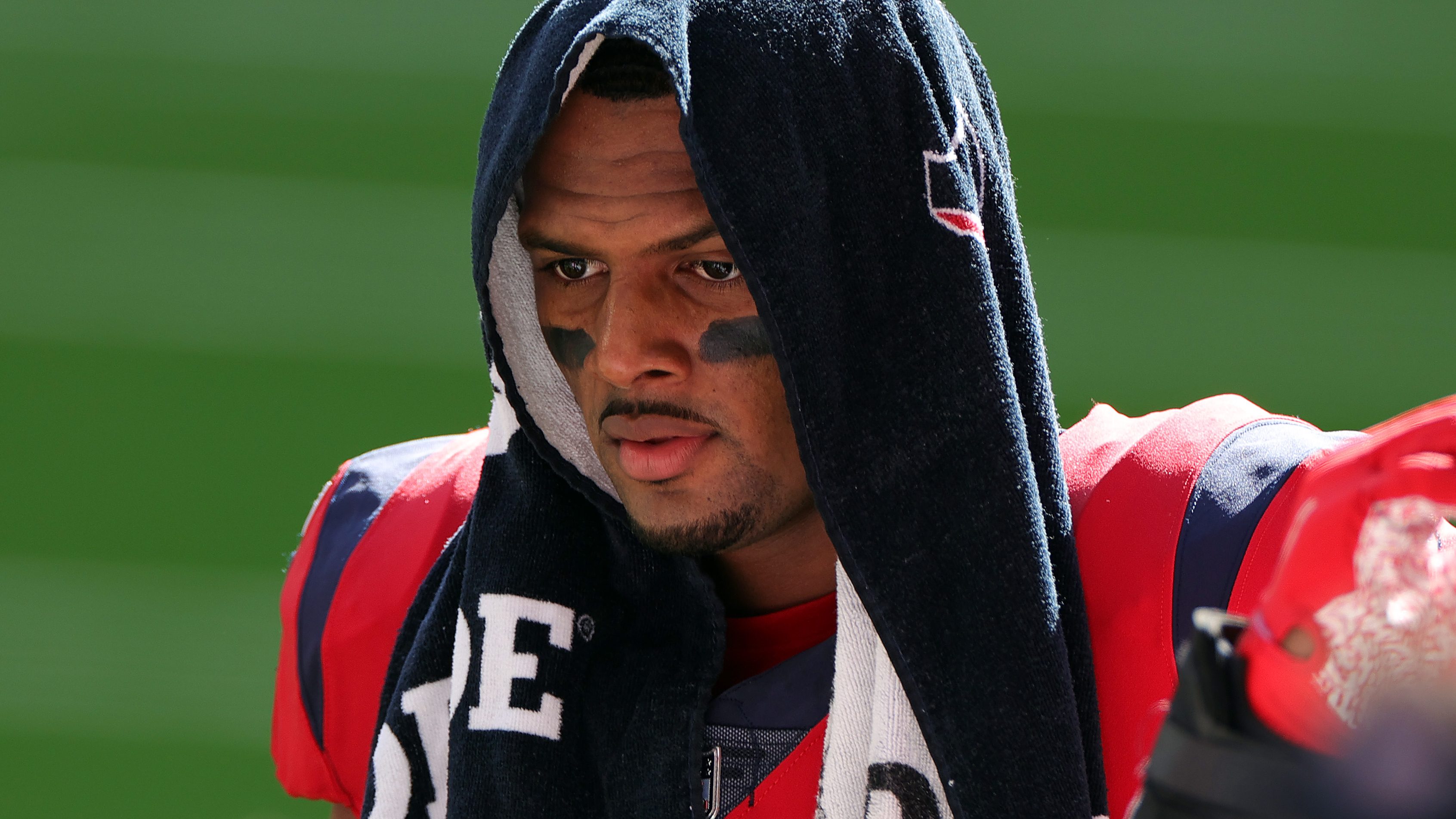 Deshaun Watson #4 of the Houston Texans reacts during the first half against the Indianapolis Colts at NRG Stadium on December 06, 2020 in Houston, Texas.