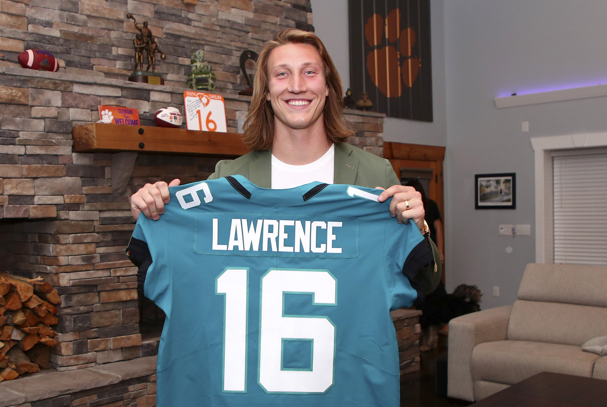 Clemson quarterback Trevor Lawrence is selected to the Jacksonville Jaguars during the 2021 NFL Draft on Thursday, April 29, 2021 in Seneca, South Carolina. (Logan Bowles/NFL)