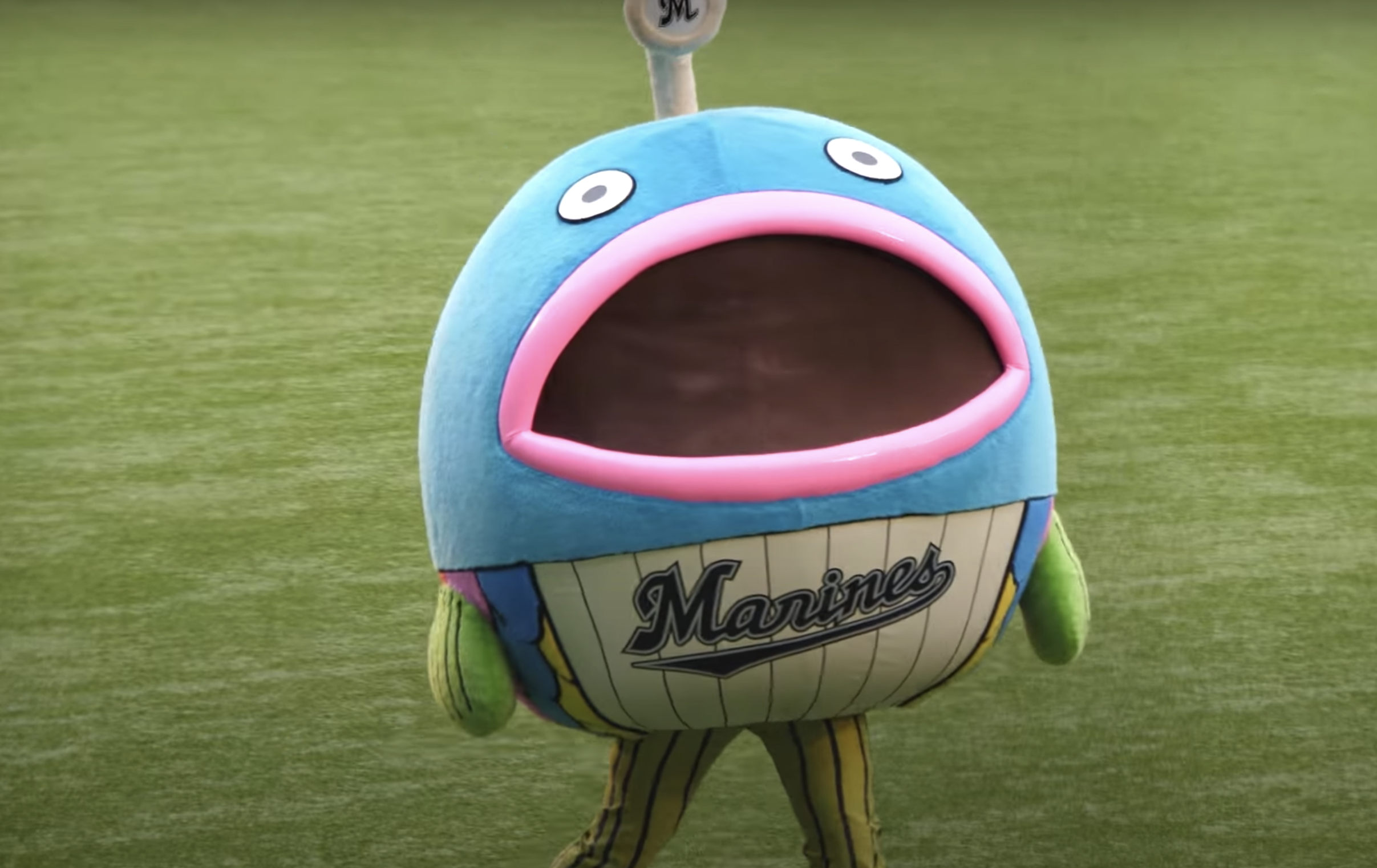 Mondo Mascots on X: A mysterious red mascot suddenly appeared today at the  Hiroshima Carp vs. Nippon Ham Fighters game. When a guard tried to stop the  unnamed, bull-like creature's invasion, it