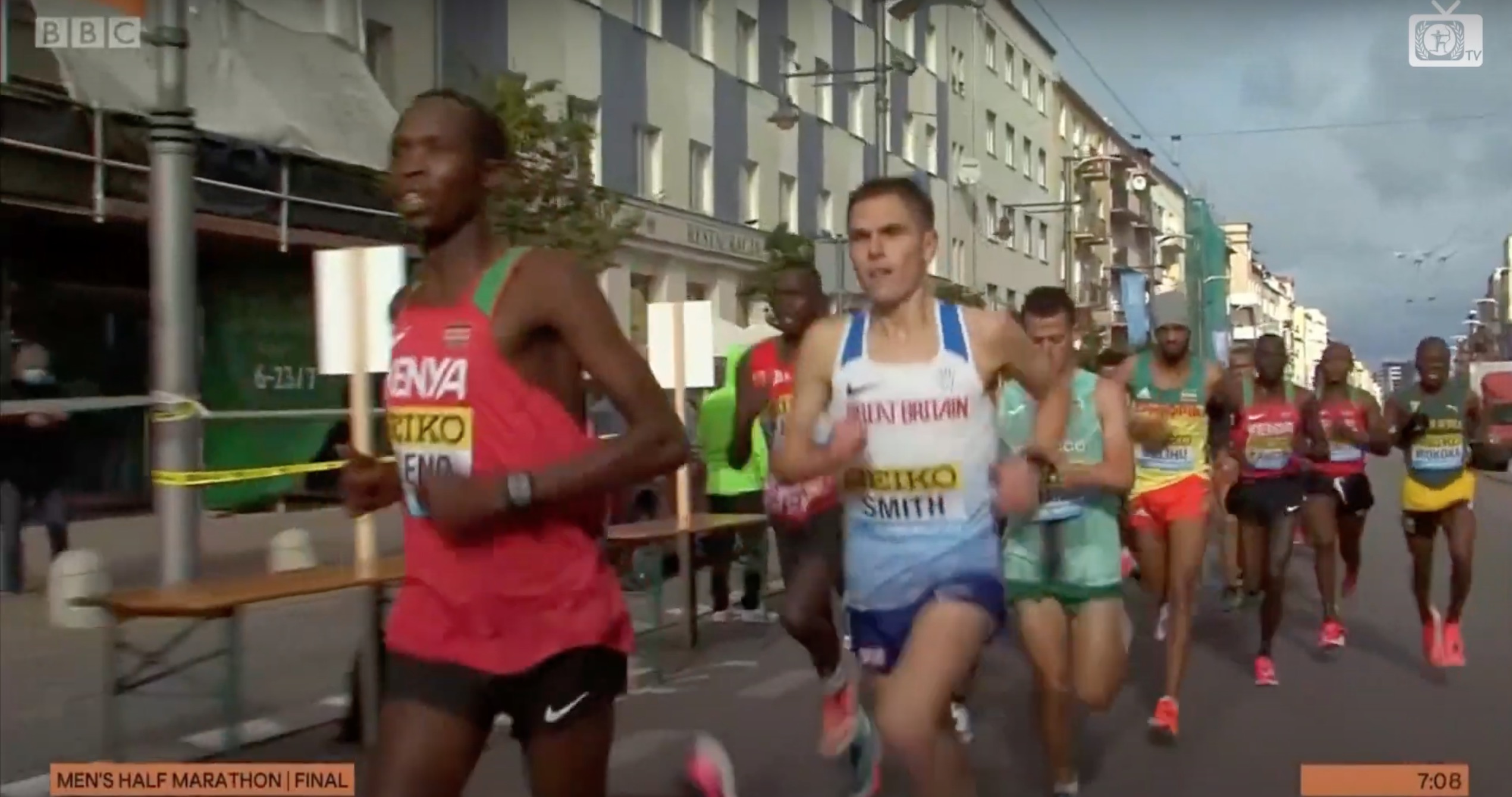 Smith contesting the 2020 half marathon championship.