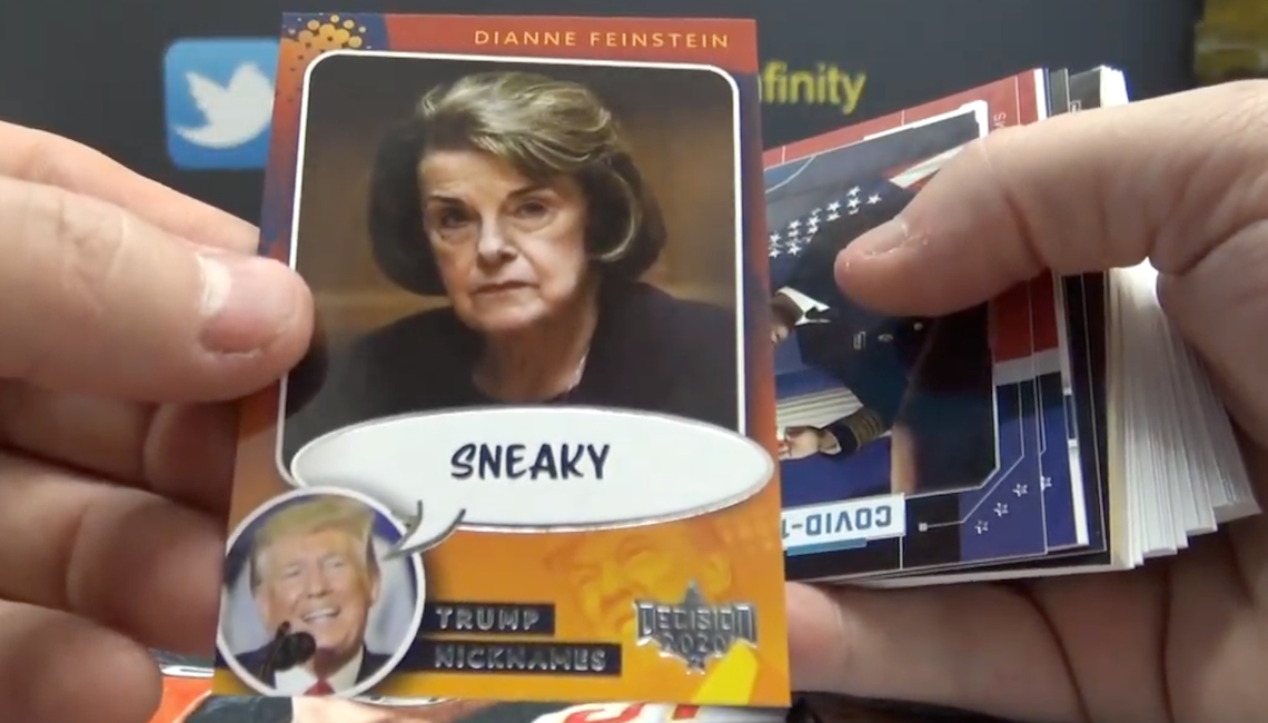 A trading card commemorating Donald Trump's widely beloved nickname for Sen. Dianne Feinstein, which apparently was "Sneaky."