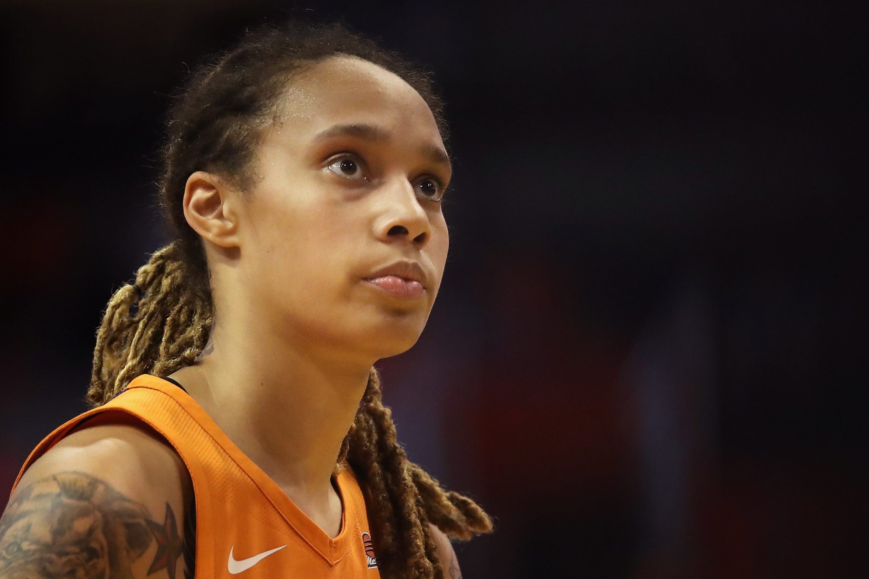 Brittney Griner #42 of the Phoenix Mercury attempts a free-throw shot against the Seattle Storm during game three of the WNBA Western Conference Finals at Talking Stick Resort Arena on August 31, 2018 in Phoenix, Arizona.