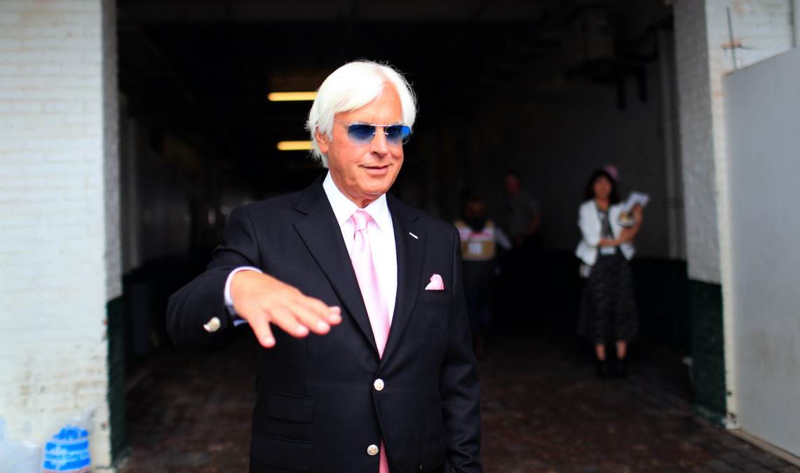 LOUISVILLE, KENTUCKY - MAY 03: Kentucky Derby trainer Bob Baffert looks on before the 145th running of the Kentucky Oaks at Churchill Downs on May 3, 2019 in Louisville, Kentucky. (Photo by Tom Pennington/Getty Images)