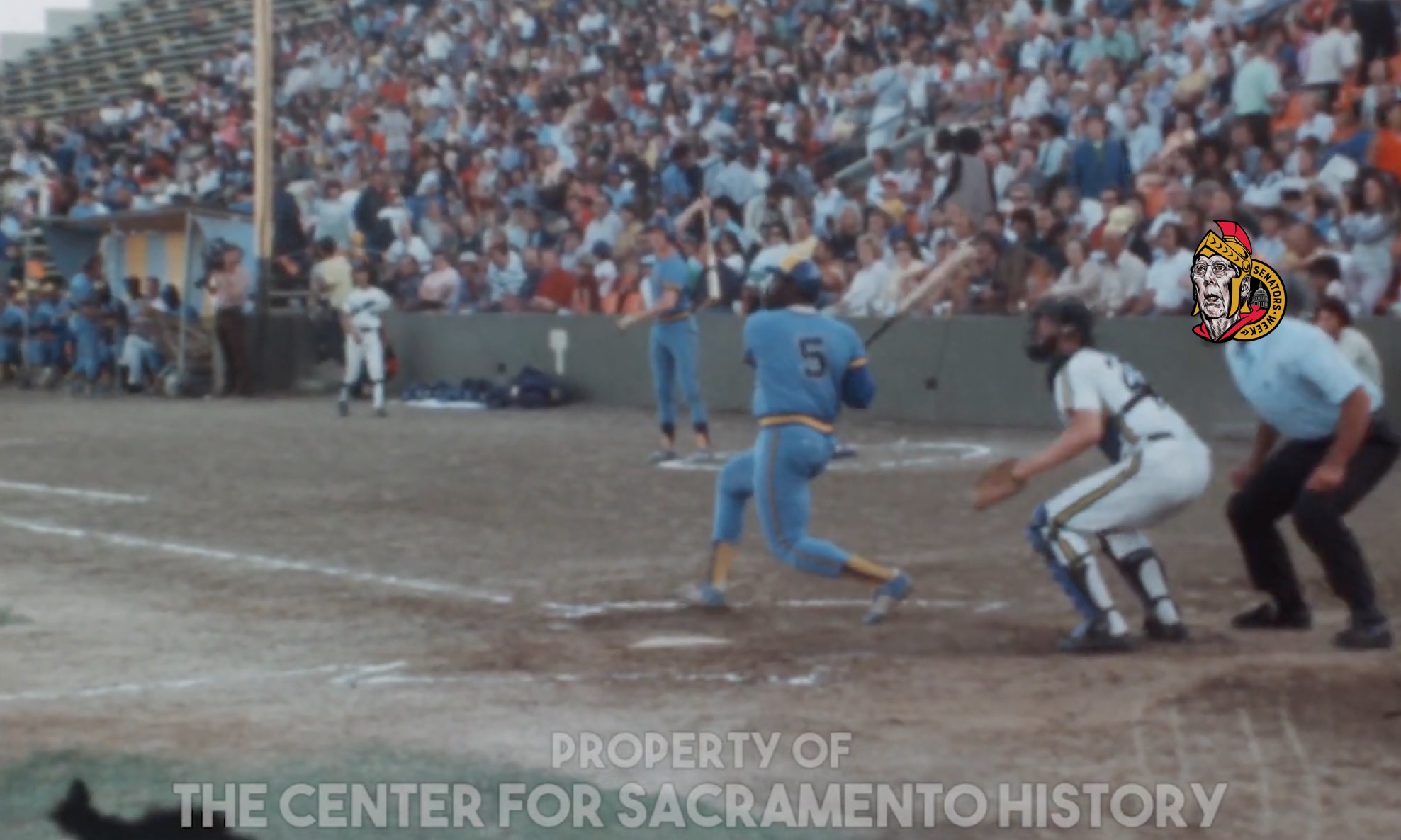 An opposing batter takes a big cut against the Sacramento Solons during a game in 1975.