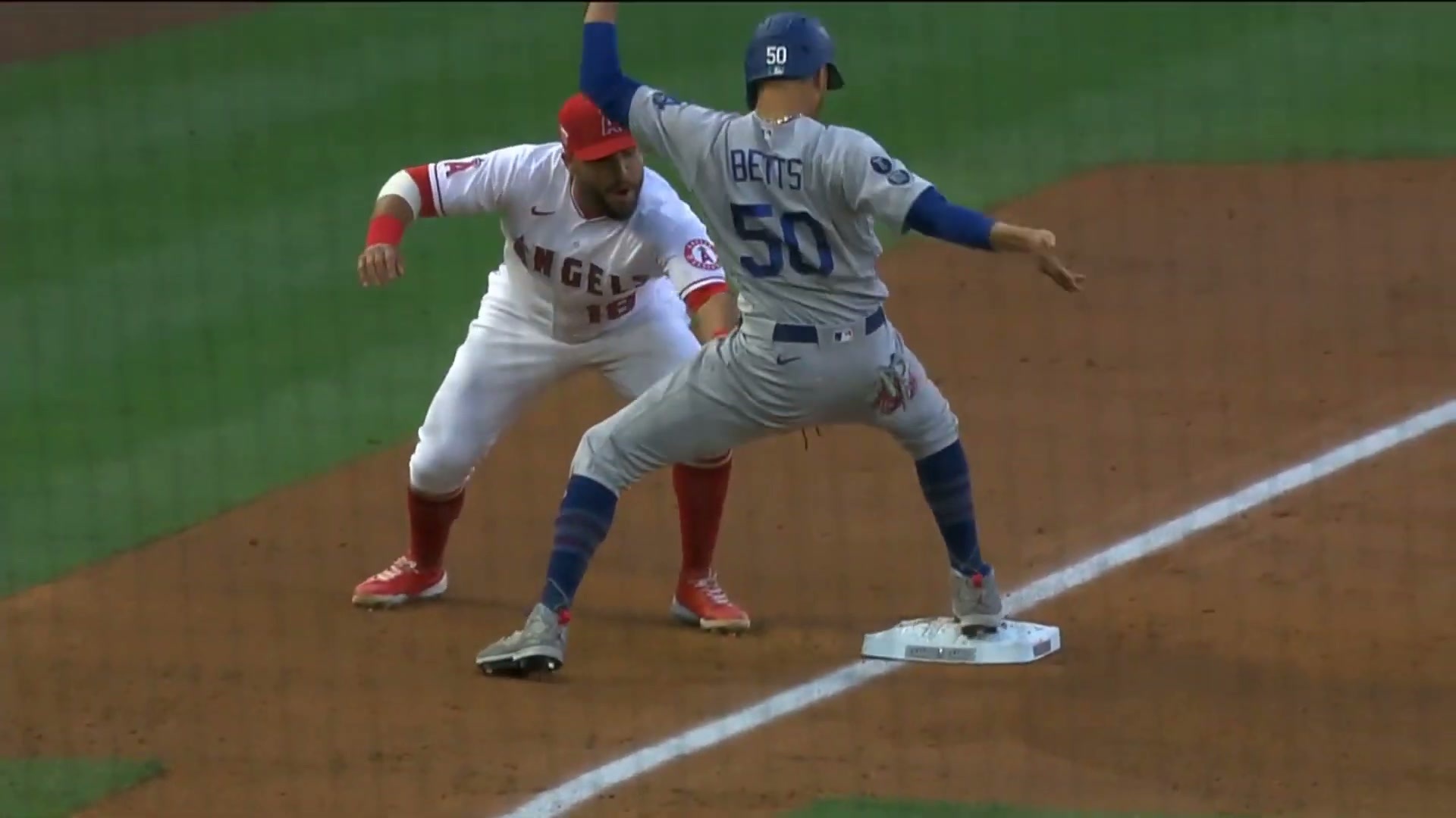 Mookie Betts an instant before something bad happens to him.