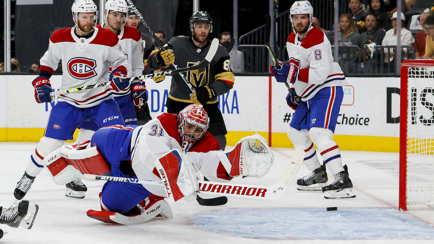 LAS VEGAS, NEVADA - JUNE 14: Carey Price #31 of the Montreal Canadiens allows a goal to Alec Martinez (not pictured) of the Vegas Golden Knights during the second period in Game One of the Stanley Cup Semifinals during the 2021 Stanley Cup Playoffs at T-Mobile Arena on June 14, 2021 in Las Vegas, Nevada. (Photo by Ethan Miller/Getty Images)