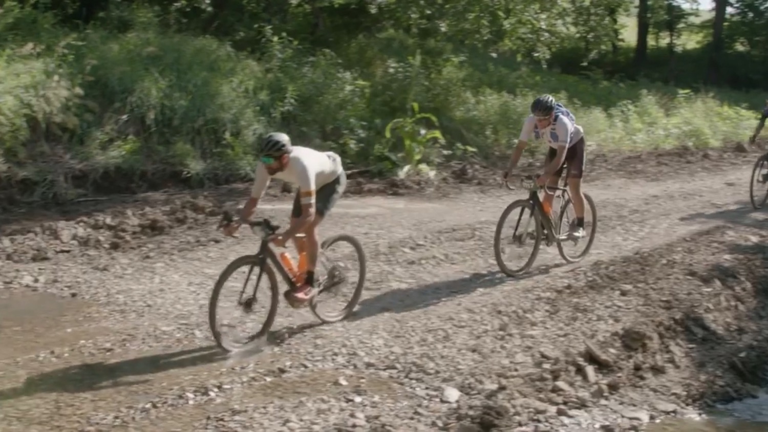 Riders tackle a stream crossing.