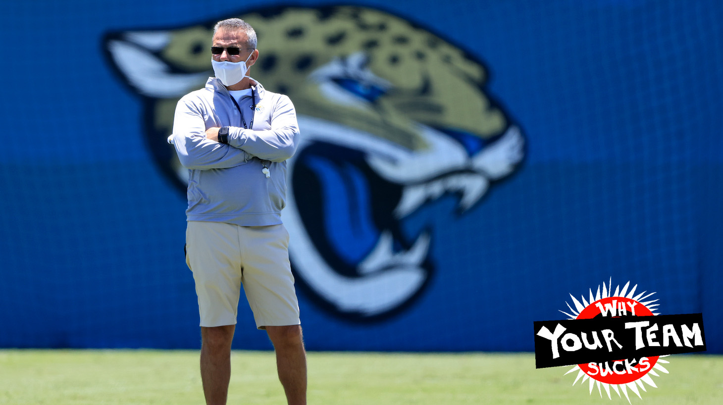 JACKSONVILLE, FLORIDA - MAY 15: Head coach of the Jacksonville Jaguars Urban Meyer watches the action during Jacksonville Jaguars Training Camp at TIAA Bank Field on May 15, 2021 in Jacksonville, Florida. (Photo by Sam Greenwood/Getty Images)